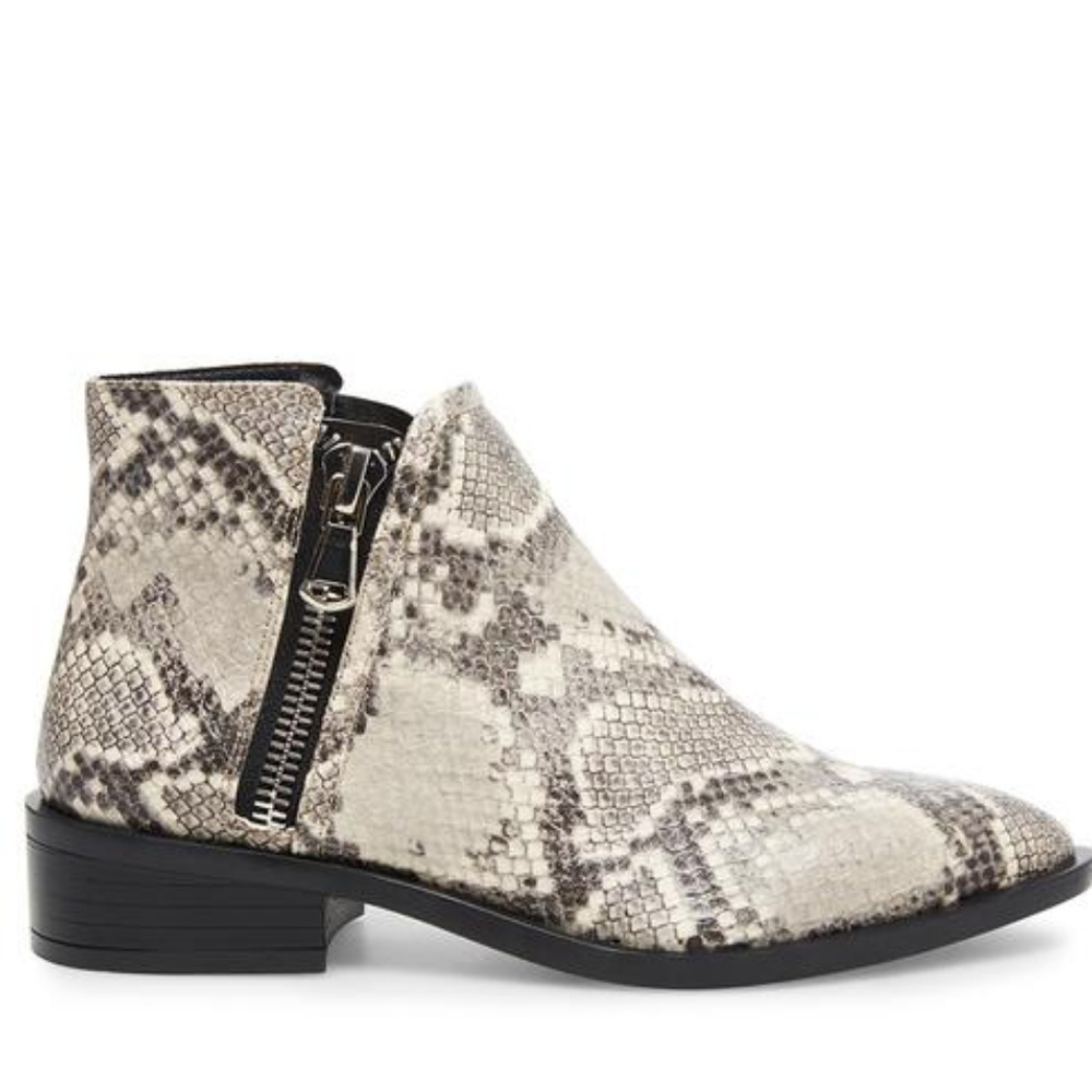 STEVEN BY STEVE MADDEN Printed Leather Zip Booties